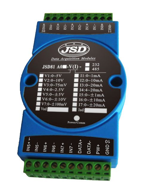 8-Channel Analog Signals to RS485/232 data acquisition Converter(A/D Converter JSD81 series)
